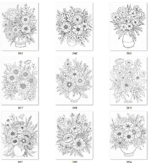 100 Blumen zum Ausmalen