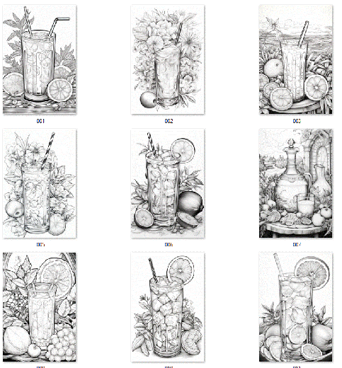 90 Drinks Ausmalbilder