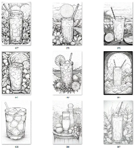 90 Drinks Ausmalbilder