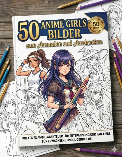 50 Anime Girls Ausmalbilder