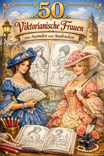 50 Viktorianische Frauen Ausmalbilder