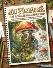 100 Pilzhäuser zum Ausmalen